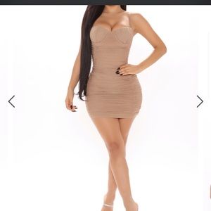 Nude glitter dress FashionNova